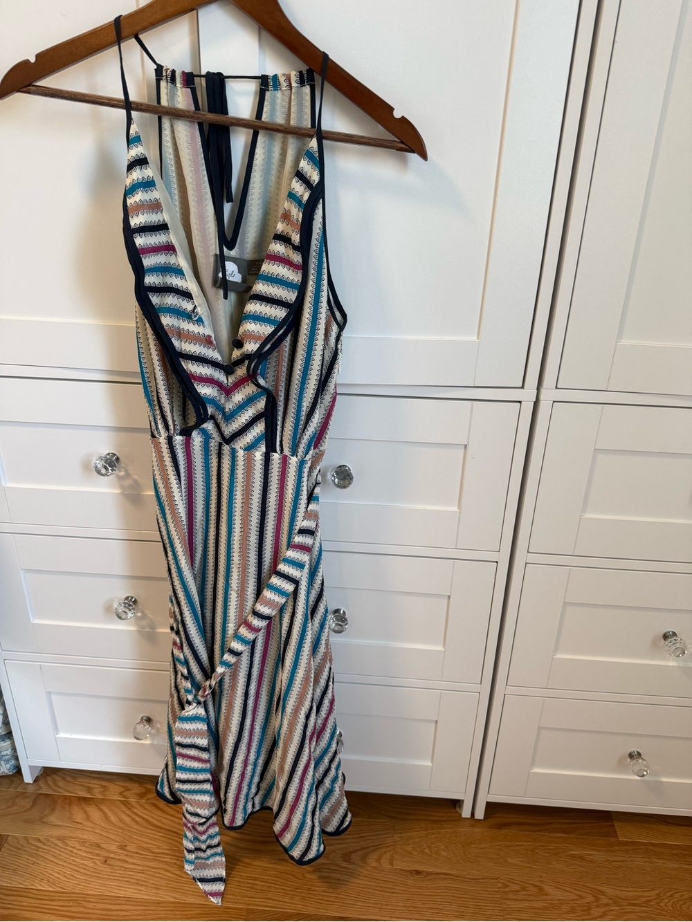 Anthropologie Striped V-Neck Sleeveless Maxi Dress in Multi